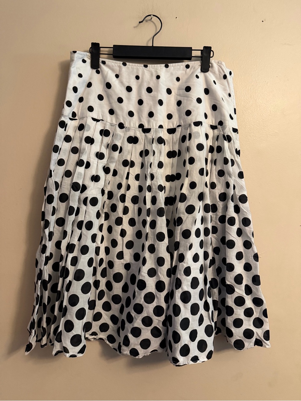 Cato White Skirt with Black Polka Dots - A-Line